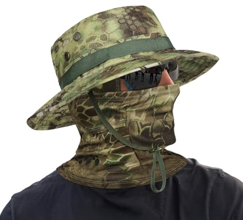 DiULi Chapeau Camouflage Homme Anti-Uv Léger - Chapeau De Soleil Large Bord Pliable Unisexe pour Randonnée, Pêche, Moto - Ajustable (54-62 Cm) - Cadeau Sport Outdoor Tactique