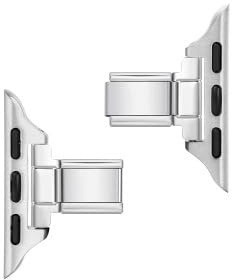 9mm Stainless Steel Silver Italian Charm Bracelet Adapter Strap Compatible 9mm Link 38mm - 46mm For Apple Watch iWatch 11 10 9 8 7 6 5 4 3 2 1 SE Ultra