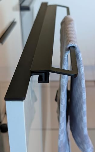HANDTUCHHALTER GESCHIRRTUCHHALTER SCHWARZ ELOXIERT 470mm FÜR GRIFFLEISTEN IN KÜCHE Bad OHNE Bohren ZUM AUFSCHIEBEN