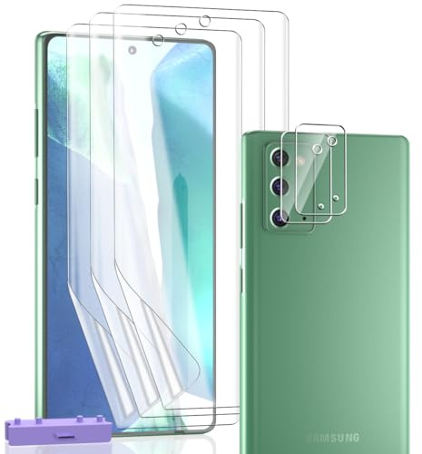 Zerrshoo Protection Écran pour Samsung Galaxy Note 20, Film TPU Flexible Non-Verre 3 Pièces et Verre Trempé d'objectif 2 Pièces. Anti-rayures HD Clair Protecteurs d'écran pour Samsung Galaxy Note 20