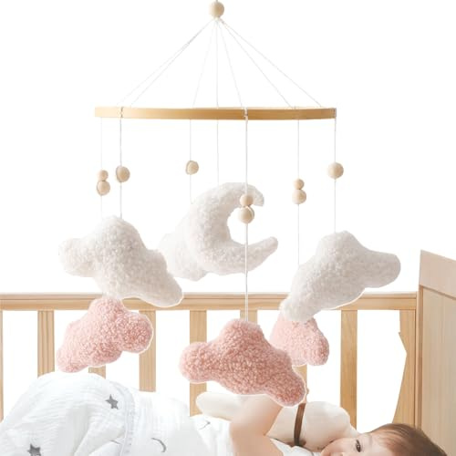 Babywiege-Babymobile Wolken-Kuscheltiere Kinderzimmer-Dekoration | Kinderwagen- und Babywiege-Mobile Für Kinder, , Mädchen, Kinderwagen, Schlafzimmer, Spielzimmer, Geburtstag, Feiertag