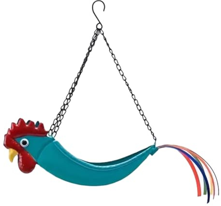 Flaroey Bright Colorful Chicken Hanging Planter Yard Decor Hanging Planter for Indoor Outdoor Decor, Plant Holder Flower Pots
