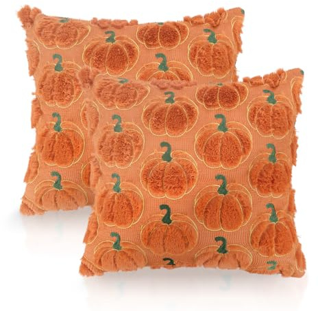GADITIEK 2 Stück Herbst Kissenbezüge 45 x 45 cm Kürbis Herbst Kissen Autumn Decor Fall Zimmer Deko Aesthetic, Herbst Bettwäsche Aesthetic Decor (Goldrandkürbis)