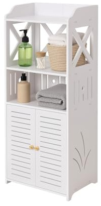 GREENSAPPIRE asserdichter Badezimmerschrank mit offenen Ablagefächern – Freistehendes Badezimmermöbel, Holz-Kunststoff-Verbund, Modern & Platzsparend, Geeignet für Bad, Küche & Wohnzimmer92x40x25CM