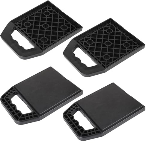 DBREAKS 4x Wohnwagen Stützplatten 23x17x2cm, Stützplatten Stapelbar Schwarz | Unterlegplatten Wohnwagen mit Griff, Wagenheber-Pads Stabilisator Stützplatten, Jack Pads Unterlegplatten für Wagenheber