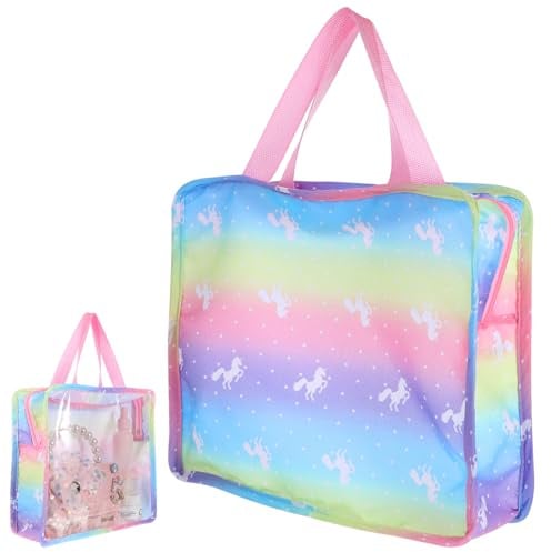Doll Accessories Hand Bag, Baby Doll Clothes Tote Bag with Zipper Clear | Rainbow Babydolls Handheld Ornginzer Kawaii Tote Bag Cloth Storage Pouch for Dollhouse Supply Clothes Diaper