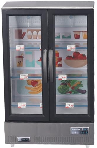 1/12 Scale Dollhouse Miniatures, Plastic Mini Refrigerator, Simulation Lighted Battery Powered Fridge Model Kitchen Decor Accessory