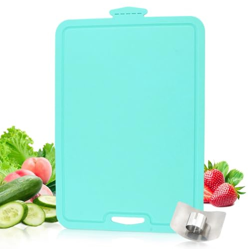 Silicone Cutting Board, Flexible Chopping Board with Finger Guard Non Slip Cutting Mat Easy Hanging Boards for Kitchen(Green)