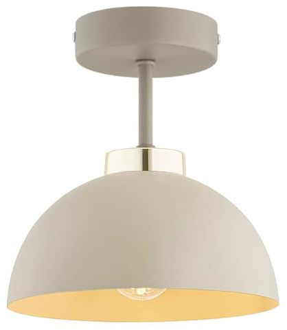 KAR LIGHTING Deckenlampe 1-flammig Beige – Moon Ecru Kaschmir Leuchte aus Metall – E27 Lampe für Wohnzimmer, Esszimmer oder Flur – LED geeignet