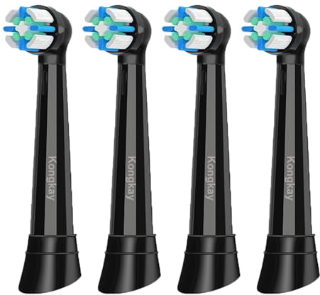 4er Pack iO Ersatzbürsten Kompatibel mit Oralb iO Serie 2–10 Elektrische Zahnbürste, Weiche DuPont Borsten Aufsteckbürsten für Sanfte Tägliche Reinigung, Präzise Passform, Schwarz