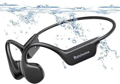 Relxhome Cuffie a Conduzione Ossea, Cuffie per Nuoto, Memoria MP3 da 32GB, Cuffie Open-Ear Bluetooth 5.4, Impermeabilità IPX8, 10 Ore di Autonomia, Per Nuoto e Corsa
