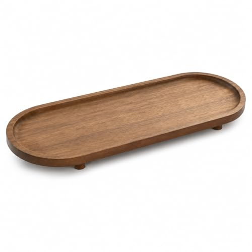Vassoio da Portata in Legno di Acacia con Piedini, 48 x 18 cm