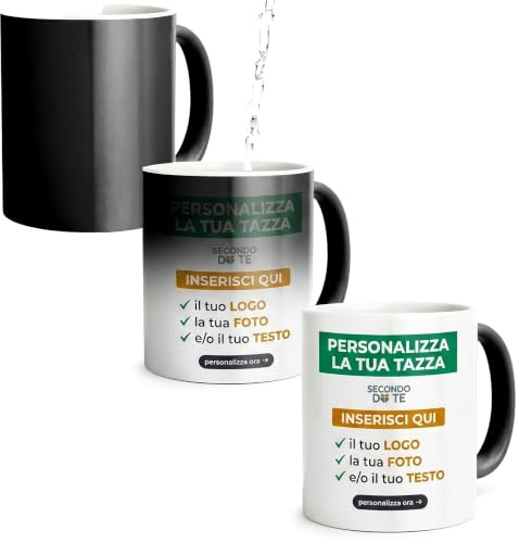 SECONDOTE Tazza Magica Personalizzata con Foto, Testo e Logo