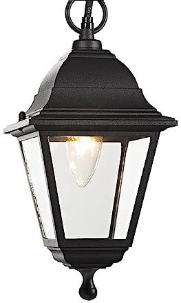 Matt Black Cast Aluminium IP44 Outdoor Hanging Lantern by Happy Homewares