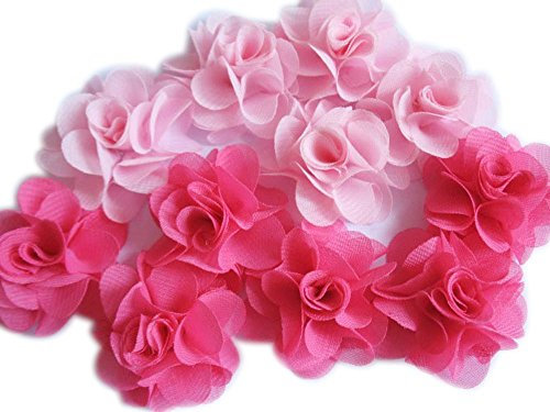 YYCRAFT Haarreif, Chiffon-Blume, 3,8 cm, Pink / Hot Pink, 30 Stück