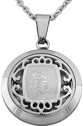 Hanessa Personalisierte Kette mit Gravur Edelstahl 50 cm mit Anhänger Sternzeichen Löwen in silber - Personalisierte Halskette für Männer und Frauen - Personalisierter Schmuck Damen Herren