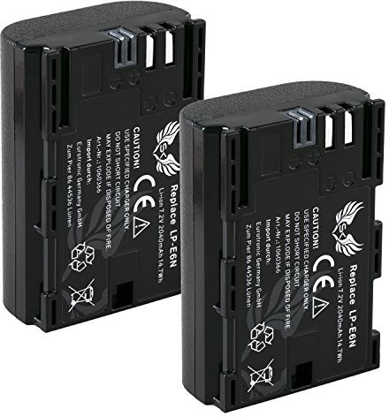 2X SK Akku kompatibel mit Canon LP-E6N < 2040mAh > LP-E6NH LP-E6 für Canon EOS R Ra R5 R5c R6 II R7-5DS 5D Mark III IV - 6D 7D 60D 80D 90D - XC15