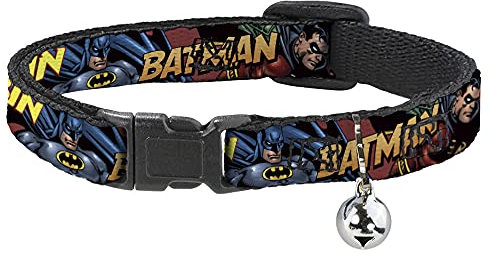 Katzen-Halsband mit Breakaway Batman-Rotkehlchen in Action, 20,3-30,5 cm, 1,27 cm breit, Burgunderrot