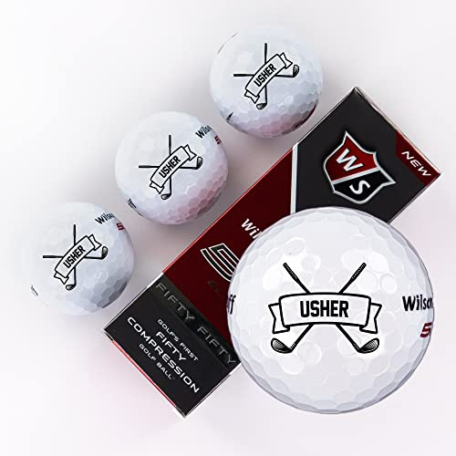 Wilson Sleeve of 3 Personalised Golf Balls for Men, Groomsmen Gift, Father of The Bride Gifts, Custom Design for Groomsmen, Officiant, Ushers, Best Man Golf Balls