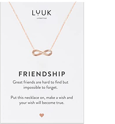 LUUK LIFESTYLE Collana con Ciondolo Diverso con carta Friendship, 50cm | Ciondolo Diverso, Acciaio Inossidabile, Impermeabile, Ipoallergenico, Catena Regolabile, Idea Regali donna, Lei