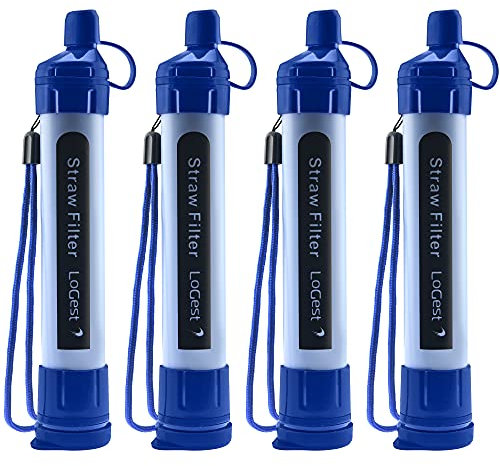 4 Pack Water Filter Straw - Water Purifying Device - Portable Personal Water Filtration Survival - for Emergency Kits Outdoor Activities and Hiking - Water Filter Camping Travel Survival Backpacking