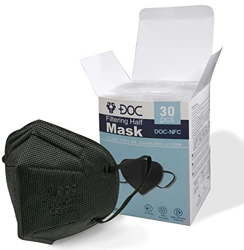 DOC FFP2-Masken schwarz EN 149:2001 + A1:2009 - CE 0598-30 Stück - Einzeln verpackt