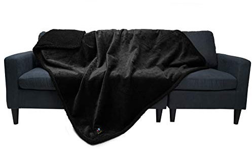 luciphia Decken Wasserdicht Haustierdecke Flaushig Doppelschichtig-Verdicht Hundedecke Katze Welpe Schwarz L (145 * 165CM)