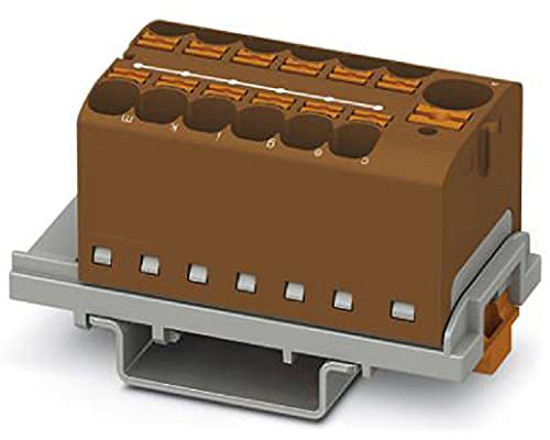 PHOENIX CONTACT PTFIX 10/12X4-NS35 BN Verteilerblock, Anzahl der Anschlüsse 13, Querschnitt 0,5 mm² - 10 mm², AWG 20 - 6, Breite 28,6 mm, Braun, 8 Stück