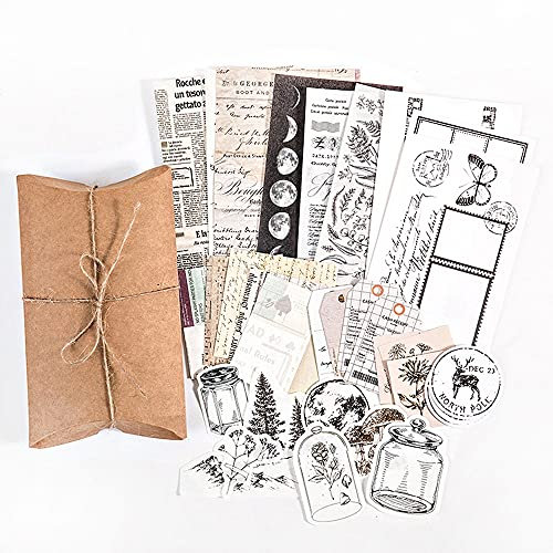 SHONCO Vintage Aufkleber Stempel Scrapbooking Aufkleber für Scrapbook Kalender Notizbuch Tagebuch Fotoalbum DIY Dekoration Nacht Mond Pflanze Vintage Scrapbooking