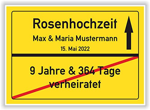 Rosen Hochzeit Ortsschild Rosenhochzeit 10 Hochzeitstag Deko Bild Geschenk Mann Frau Ehepaar