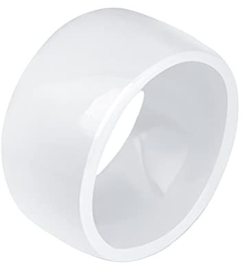 PAURO Damen Keramik 11mm Comfort Fit Ehering Einfacher Ring Poliert Weiße Größe 57 (18.1)