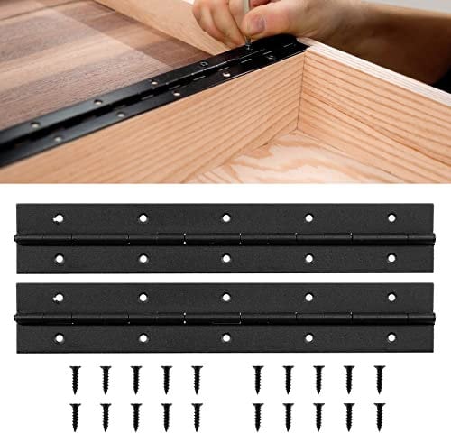 BEAMNOVA 2 Pcs Black Piano Hinges 2x12 Inch Heavy Duty Continuous Hinges 304 Stainless Steel with Screws Anti-Rust Spay Paint