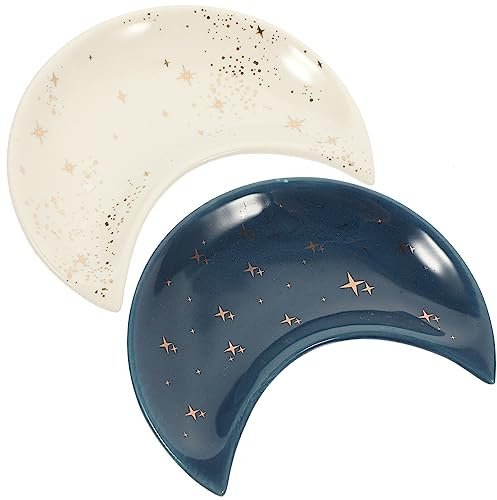 Cabilock Schmuck 2 Stück Blauer Ring Islam Tabletts Dessert Schreibtisch stück Arbeitsplatte Gericht Muslimische Ohrringe Snack Kosmetik Schlüssel Kerze Halskette Dekoration