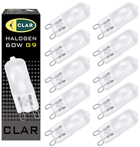 CLAR - Bombilla Halógena G9 MT 60W 220/240V, Bombillas Bombillas Halogenas, Focos Halógenos, Bombilla Halógena (Pack 10)