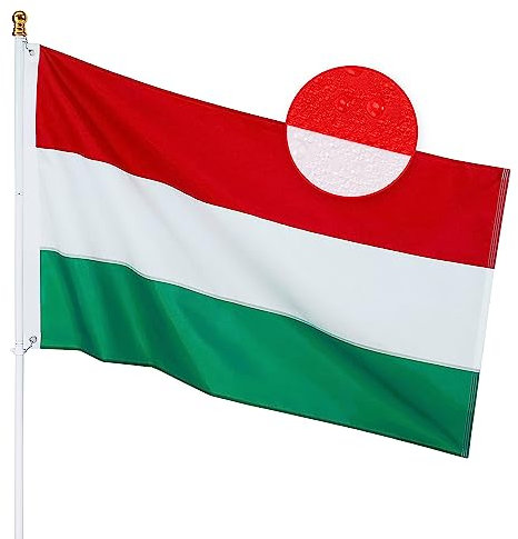 Ungarn-Flagge, 90x150 cm, für den Außenbereich, strapazierfähiges Nylon, genähte Streifen, farbecht, langlebig, Ungarn-Nationalflagge, mit Messingösen, Party, Festival, Innen- und Außendekoration