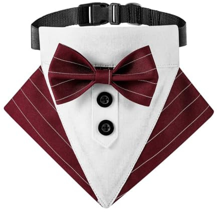 Hund Smoking Bandana Halsband, Verstellbar Haustier Fliege Bandana Haustier Hochzeitshalstuch mit Fliege für Hochzeit Geburtstag Weihnachten