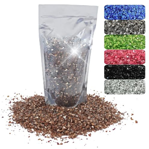 Oniro Art 400g Broken Crushed Glass Chips 1-4mm Reflective Mirrored Granules Gravel Chunks Stones Vase Filler Garden Plants Resin Irregular (Brown, 400g)