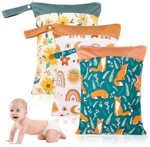 Wetbag Kindergarten Wetbag Stoffwindeln Windeltasche: 3stück Nasstaschen Für Kindergarten, Wet Bag Kindergarten Wasserdichte, Nassbeutel Kindergarten Mit Reißverschluss Für Baby Kleinkind Kindergarten