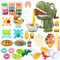 VBACALA 42 Stück Knete Zubehör mit 12 Dosen Knetmasse,Knete Dino Nudelmaschine Kinderknete,Dinosaurier Knete Set,Dinosaurier Spielzeug Knetwerkzeug für Kinder, knete ab 3 Jahre