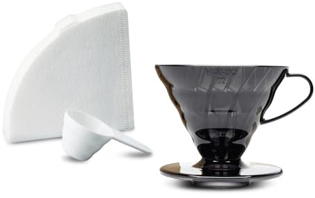 Hario V60 Coffee Dripper Set Transparent Black (Size 02)