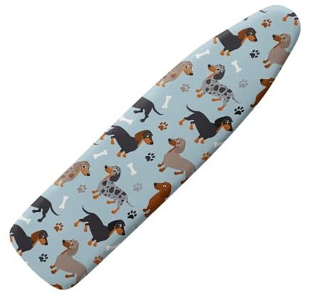 NETILGEN Ironing Board Cover Soft Elastic Iron Board Covers Resist Staining Marks Heat Reflective Easy to Install Protective Covers X-Large Size Easy Fit, Dachshund Dog Blue