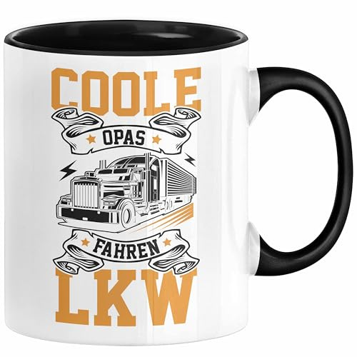 LKW Opa Geschenk Tasse Coole Opas Fahren LKW Vatertag Opa Geschenkidee Geburtstag Lastkraftwagen-Fahrer Fernfahrer (Schwarz)