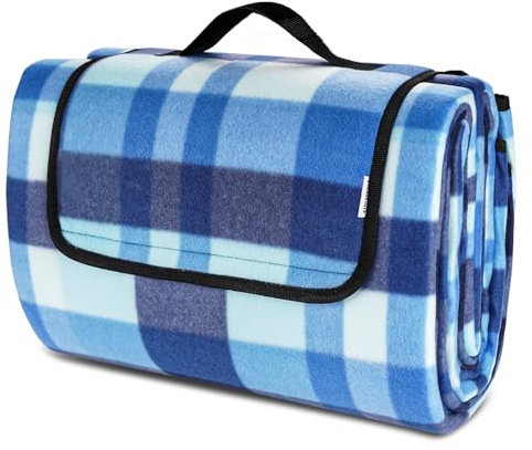 Hengsong Picknickdecke,Picknickdecke Wasserdicht,Picnic Blanket für Camping,Strandmatte,wasserdichte Decke mit PVC Wasserdicht,200×195cm,Blau&Grün Kariert
