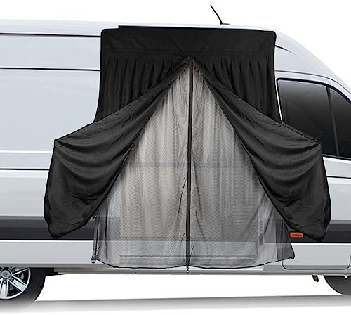 JinsenTGG Zanzariera Auto Doppio Strato Sostituzione per Ford Transit Custom/Campervans, Zanzariere Porta Laterale Auto, Rete per Insetti Magnetica a Due Strati con Pelle Scamosciata per Campeggio
