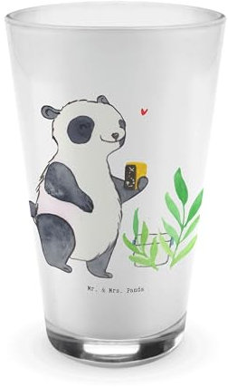 Mr. & Mrs. Panda Glas Panda Geocaching - Geschenk, Opencaching, Auszeichnung, Schenken, Cappuccino Tasse, Schatzsuchen, Cappuccino Glas, Sportart,