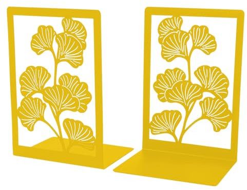 LdawyDE Serre Livre, Lot de 2 Cale Livre, Serre-Livres en Métal, Support de Livre Creux Décoratifs, Serre Livres avec Coussinets Antidérapants, 12x9x17cm