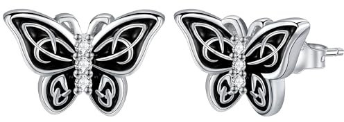 Micory Schmetterling Ohrringe für Damen 925 Sterling Silber Glücksbringer Ohrstecker Schmuck Geschenk für Mädchen Frau Mutter Tochter