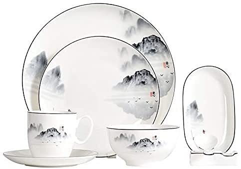 BGFYUSF Set di stoviglie - Set di Piatti di Lusso， Set di stoviglie Cinesi in Porcellana， Servizio per 1 Persona， Servizio di Cena in Cucina， Bianco，