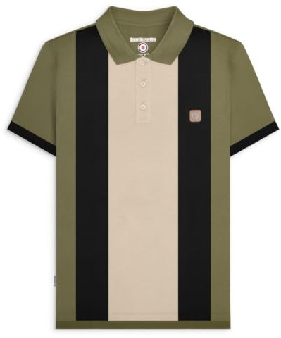 Lambretta Mens Panel Polo Khaki S