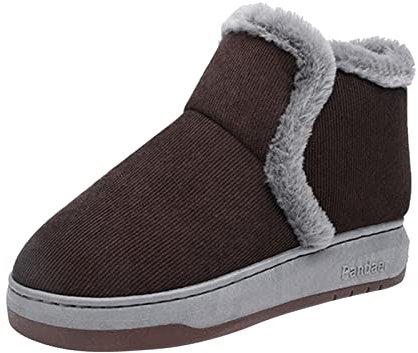 Generico Stivali Donna Alti con Tacco Stivaletti Tacco Pantofole in Cotone Scamosciato alla da Donna Stivali Corti in Cotone con Suola Spessa in Peluche Stivali con Punta E Tacco Anfibi (Brown, 42)